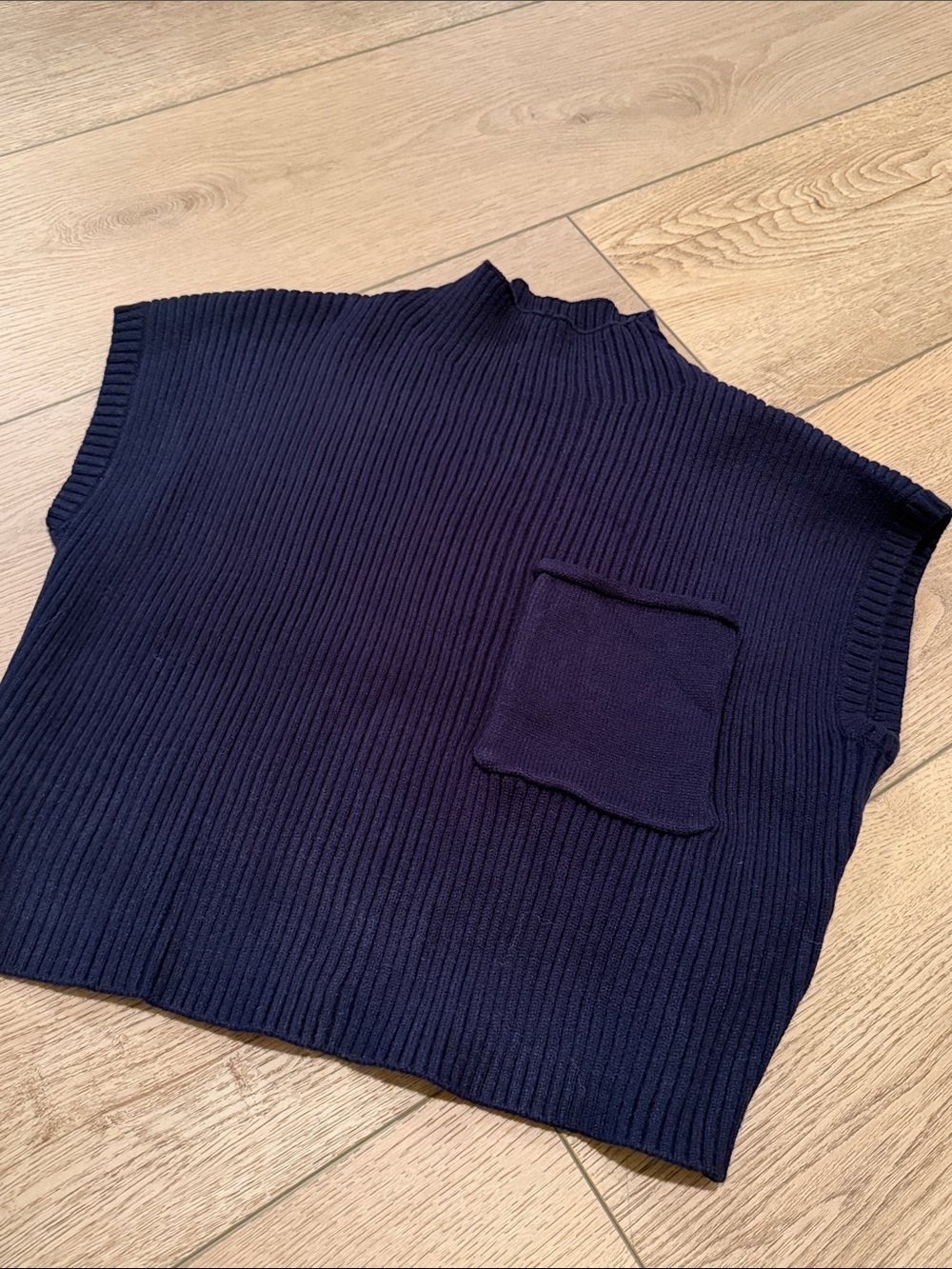 Vici Navy Ribbed Crewneck Pocket Tank